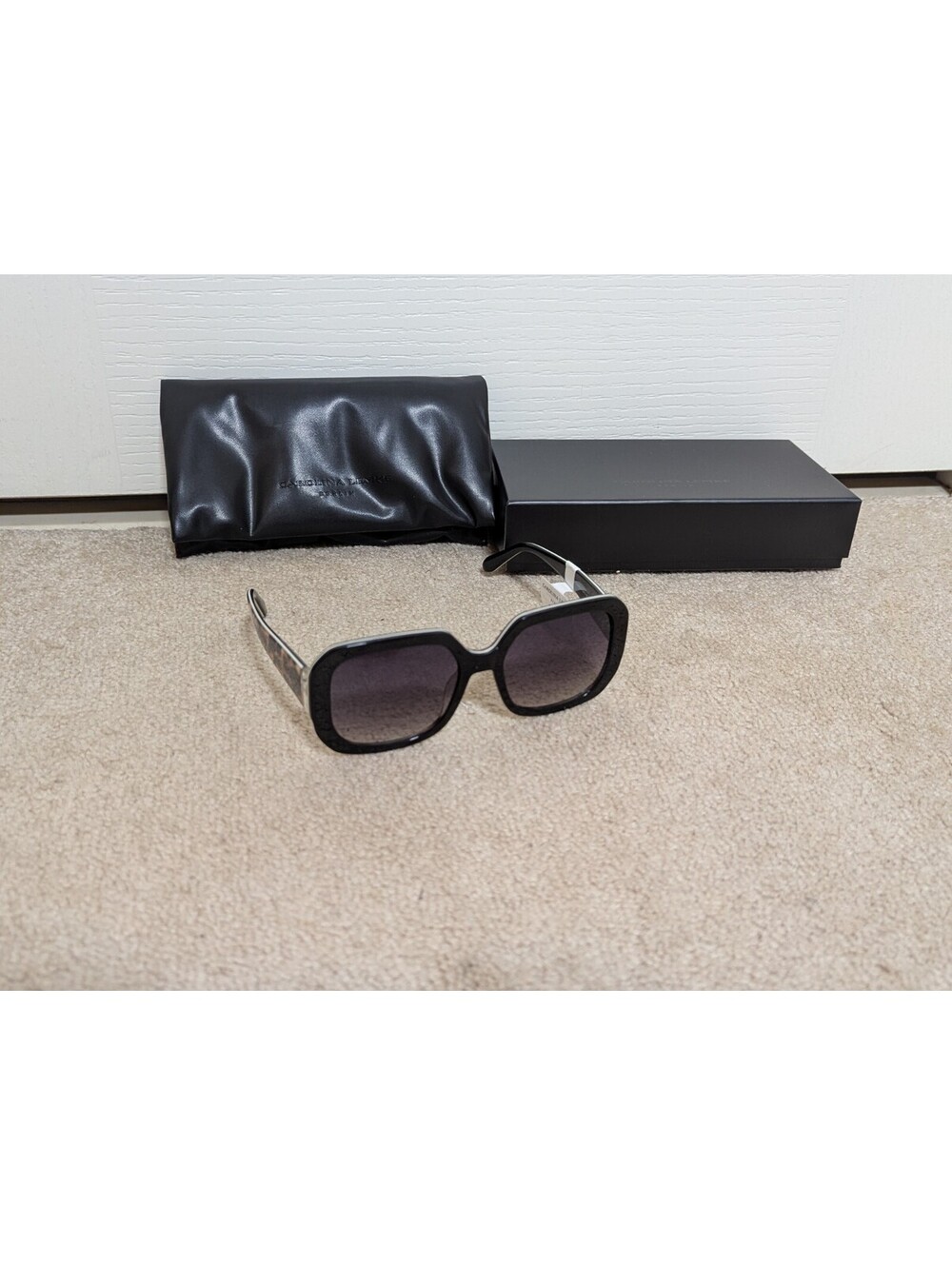 Carolina Lemke Sunglasses Leopard Print Frame Brown Lens Carrying Case New